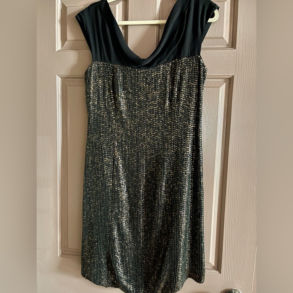 Tory Burch, short, sleeveless cocktail dress, black w/bronze sequins - beautiful
